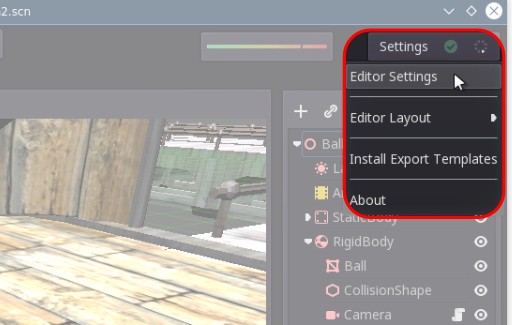 Accessing the Godot Settings Dialogue