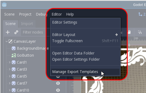 Accessing the Godot3 Settings Dialogue