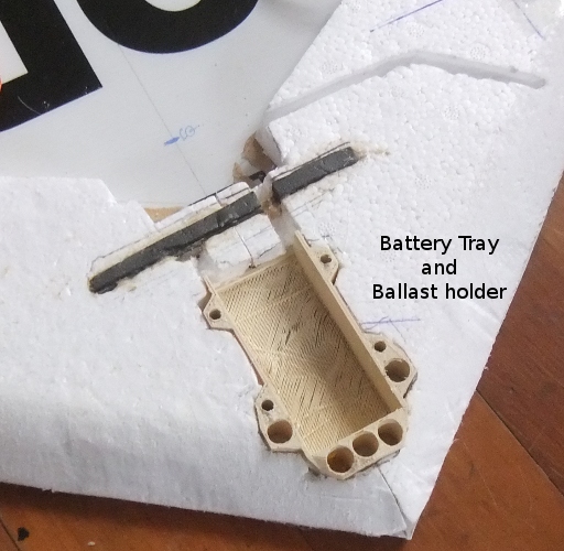 Battery Tray and Balance Weight Holder in Place