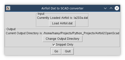 Airfoil 2 OpenSCAD converter interface